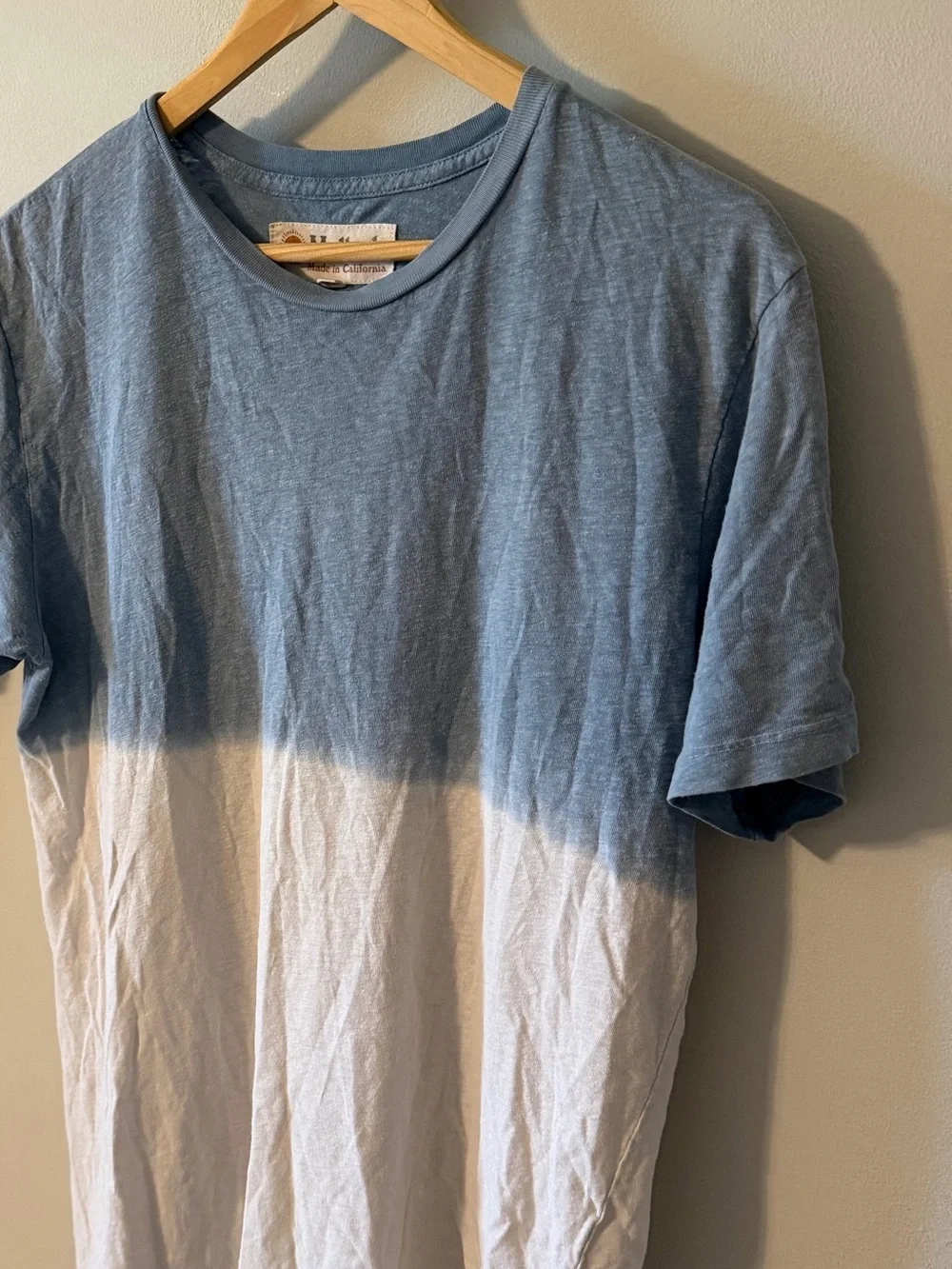 Mollusk Made in California Blue White Dip Dye T-Shirt Men's Medium